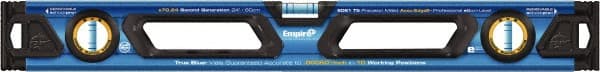 Empire Level - Magnetic 24" Long 3 Vial Box Beam Level - Metal, Blue, 1 Level & 2 Plumb Vials - Exact Tooling