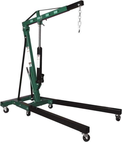 Safeguard - 4,000 Lb Load Capacity, Steel Folding Engine Crane - 9-1/2' to 74' Span - Exact Tooling