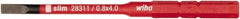 Wiha - 4mm Drive, Slotted Screwdriver Bit - 75mm OAL - Exact Tooling