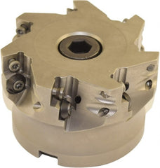 Millstar - 7 Inserts, 3" Cutter Diam, 0.06" Max Depth of Cut, Indexable High-Feed Face Mill - 1" Arbor Hole Diam, 3/8" Keyway Width, 1.968" High, HFA Toolholder, HFCI-1204 Inserts, Series HFA - Exact Tooling
