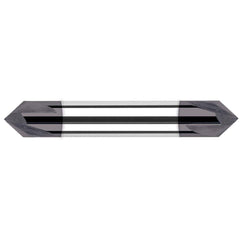 Harvey Tool - 3/8" Diam 100°/80° 2-Flute Double End Solid Carbide Chamfer Mill - Exact Tooling