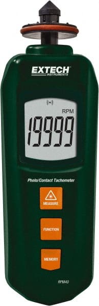 Extech - Tachometers Type: Photo/Contact Tachometer Minimum Measurement (RPM): 5 (Photo); 0.5 (Contact) - Exact Tooling