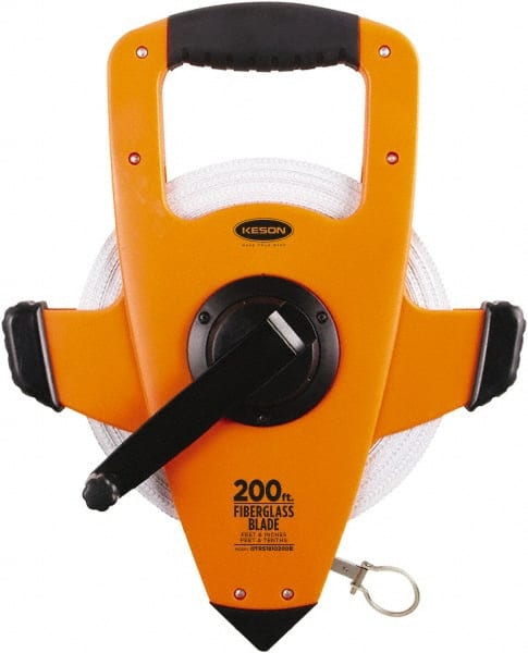 Keson - 200' x 1/2" Tape Measure - 1/8, 1/10 & 1/100" Graduation - Exact Tooling