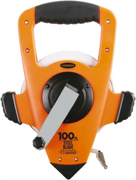 Keson - 100' x 3/8" Tape Measure - 1/10 & 1/100" Graduation - Exact Tooling