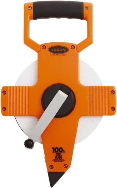 Keson - 100' x 3/8" Tape Measure - 1/10 & 1/100" Graduation - Exact Tooling
