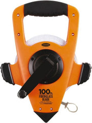 Keson - 100' x 1/2" Tape Measure - 1/8, 1/10 & 1/100" Graduation - Exact Tooling