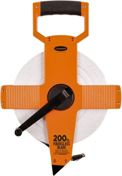 Keson - 200' x 1/2" Tape Measure - 1/8, 1/10 & 1/100" Graduation - Exact Tooling
