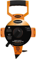 Keson - 100' x 1/2" Tape Measure - 1/8, 1/10 & 1/100" Graduation - Exact Tooling