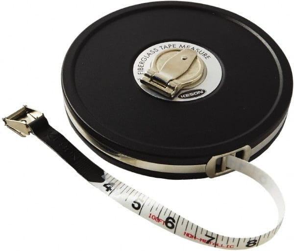 Keson - 100' x 1/2" Tape Measure - 1/8" Graduation - Exact Tooling