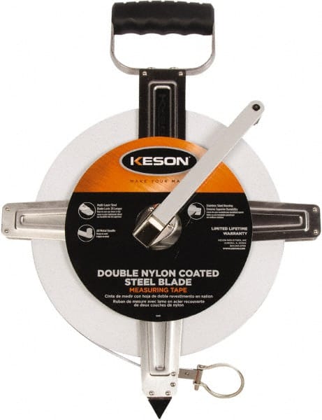 Keson - 300' x 3/8" Tape Measure - 1/10 & 1/100" Graduation - Exact Tooling