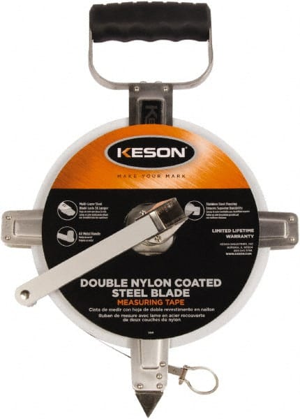 Keson - 200' x 3/8" Tape Measure - 1/10 & 1/100" Graduation - Exact Tooling