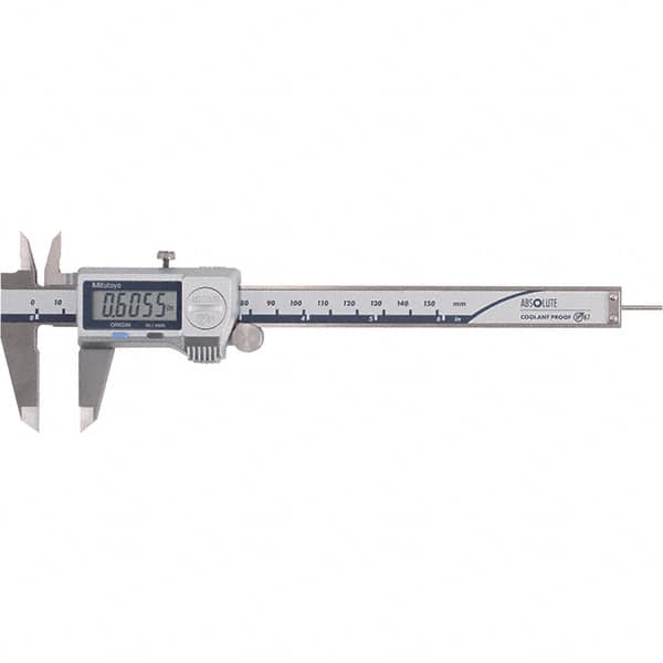 Mitutoyo - 0 to 6" Range 0.01mm Resolution, Electronic Caliper - Steel with 40mm Metal Jaws, 0.001" Accuracy - Exact Tooling