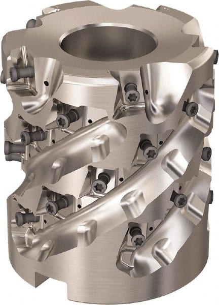 Seco - 30 Inserts, 3.1496" Cut Diam, 1.26" Arbor Diam, 69mm Max Depth of Cut, Indexable Square-Shoulder Face Mill - 90° Lead Angle, 3.5433" High, LOEX-12 Insert Compatibility, Through Coolant, Series Square T4-12 - Exact Tooling