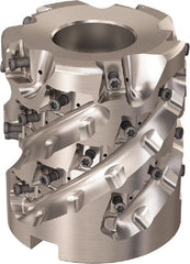 Seco - 30 Inserts, 3.1496" Cut Diam, 1.26" Arbor Diam, 69mm Max Depth of Cut, Indexable Square-Shoulder Face Mill - 90° Lead Angle, 3.5433" High, LOEX-12 Insert Compatibility, Through Coolant, Series Square T4-12 - Exact Tooling