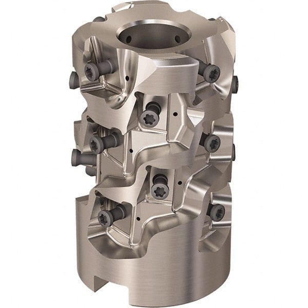 Seco - 20 Inserts, 1-31/32" Cut Diam, 1.06" Arbor Diam, 58mm Max Depth of Cut, Indexable Square-Shoulder Face Mill - 90° Lead Angle, 3.1496" High, LOEX-12 Insert Compatibility, Through Coolant, Series Square T4-12 - Exact Tooling