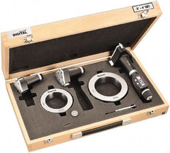 Starrett - 50 to 100mm, 100mm Gage Depth, 0.001mm Resolution, Friction Thimble, IP65 Electronic Inside Hole Micrometer Set - Accurate to 0.005mm, 1 Head, 3 Anvils, 2 Setting Rings, Data Output, Instant Inch/Millimeter Conversion - Exact Tooling