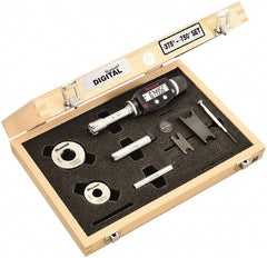 Starrett - 10 to 20mm, 62mm Gage Depth, 0.001mm Resolution, Friction Thimble, IP65 Electronic Inside Hole Micrometer Set - Accurate to 0.004mm, 1 Head, 3 Anvils, 2 Setting Rings, Data Output, Instant Inch/Millimeter Conversion - Exact Tooling