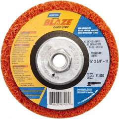 Norton - 5" Extra Coarse Grade Aluminum Oxide Deburring Disc - 5/8" Center Hole, Arbor Connection - Exact Tooling