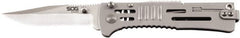 SOG Specialty Knives - 3.018" Blade, 4" OAL, Clip Point Folding Knife - 4.22" Closed Length, Stainless Steel, 1 Blade, 1 Edge, Belt clip - Exact Tooling