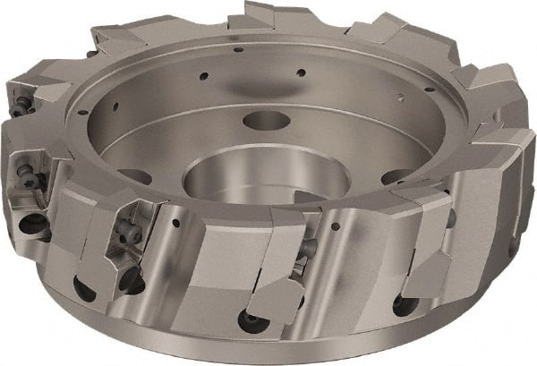 Seco - 10 Inserts, 200mm Cut Diam, 60mm Arbor Diam, 25mm Max Depth of Cut, Indexable Square-Shoulder Face Mill - 90° Lead Angle, 63mm High, ABEX 26.. Insert Compatibility, Through Coolant, Series R220.96 - Exact Tooling