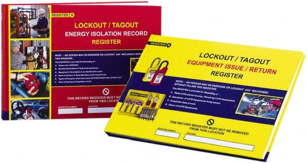 NMC - 12" Long, Paper Lockout/Tagout Registers - Compatible with Lockout Devices, Inlcudes 2 Lockout Registers - Exact Tooling