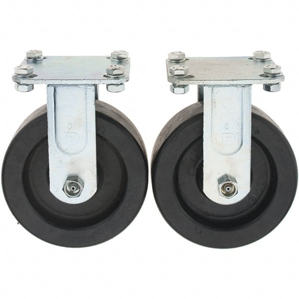 Value Collection - 6" Diam x 2" Wide x 7-39/64" OAH Top Plate Mount Rigid Caster - Polypropylene, 1,000 Lb Capacity, Sleeve Bearing, 3-7/8 x 4-1/2" Plate - Exact Tooling