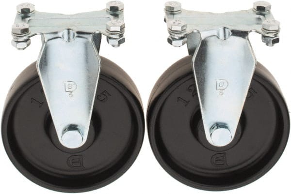 Value Collection - 5" Diam x 1-1/4" Wide x 6-15/64" OAH Top Plate Mount Rigid Caster - Polypropylene, 250 Lb Capacity, Sleeve Bearing, 2-3/8 x 3-5/8" Plate - Exact Tooling