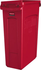 Rubbermaid - 23 Gal Red Rectangle Trash Can - Polyethylene, None Graphic, 30" High x 22" Long x 11" Wide, Lid Not Included - Exact Tooling
