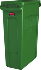 Rubbermaid - 23 Gal Green Rectangle Trash Can - Polyethylene, None Graphic, 30" High x 22" Long x 11" Wide, Lid Not Included - Exact Tooling