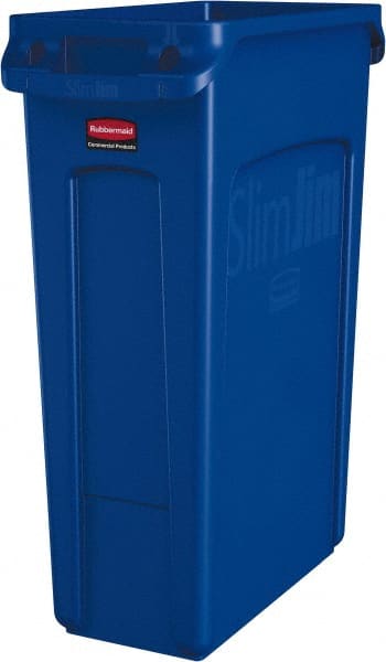 Rubbermaid - 23 Gal Blue Rectangle Trash Can - Polyethylene, None Graphic, 30" High x 22" Long x 11" Wide, Lid Not Included - Exact Tooling