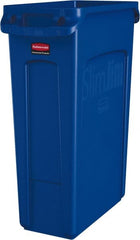 Rubbermaid - 23 Gal Blue Rectangle Trash Can - Polyethylene, None Graphic, 30" High x 22" Long x 11" Wide, Lid Not Included - Exact Tooling