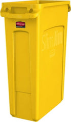 Rubbermaid - 23 Gal Yellow Rectangle Trash Can - Polyethylene, None Graphic, 30" High x 22" Long x 11" Wide, Lid Not Included - Exact Tooling