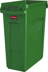 Rubbermaid - 16 Gal Green Rectangle Trash Can - Polyethylene, None Graphic, 25" High x 22" Long x 11" Wide, Lid Not Included - Exact Tooling