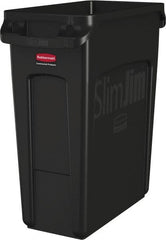 Rubbermaid - 16 Gal Black Rectangle Trash Can - Polyethylene, None Graphic, 25" High x 22" Long x 11" Wide, Lid Not Included - Exact Tooling