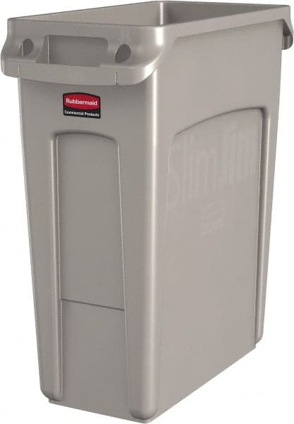 Rubbermaid - 16 Gal Beige Rectangle Trash Can - Polyethylene, None Graphic, 25" High x 22" Long x 11" Wide, Lid Not Included - Exact Tooling