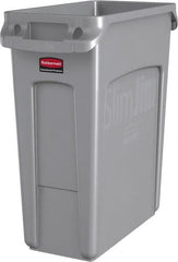Rubbermaid - 16 Gal Gray Rectangle Trash Can - Polyethylene, None Graphic, 25" High x 22" Long x 11" Wide, Lid Not Included - Exact Tooling