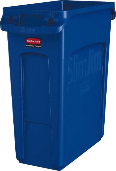 Rubbermaid - 16 Gal Blue Rectangle Trash Can - Polyethylene, None Graphic, 25" High x 22" Long x 11" Wide, Lid Not Included - Exact Tooling