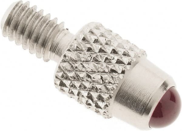 SPI - #4-48, 3mm Ball Diam, Ruby Cupped Ball Contact Point - 0.28" Contact Point Length, Use with Dial Indicators - Exact Tooling