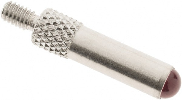 SPI - #4-48, 4mm Ball Diam, Ruby Cupped Ball Contact Point - 3/4" Contact Point Length, Use with Dial Indicators - Exact Tooling