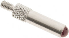SPI - #4-48, 4mm Ball Diam, Ruby Cupped Ball Contact Point - 3/4" Contact Point Length, Use with Dial Indicators - Exact Tooling