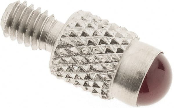 SPI - #4-48, 4mm Ball Diam, Ruby Cupped Ball Contact Point - 0.28" Contact Point Length, Use with Dial Indicators - Exact Tooling