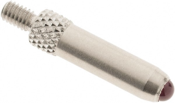 SPI - #4-48, 3mm Ball Diam, Ruby Cupped Ball Contact Point - 3/4" Contact Point Length, Use with Dial Indicators - Exact Tooling