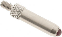 SPI - #4-48, 3mm Ball Diam, Ruby Cupped Ball Contact Point - 3/4" Contact Point Length, Use with Dial Indicators - Exact Tooling