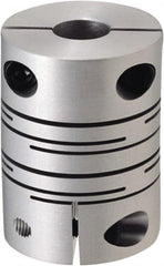 NBK - 14mm Bore, Clamp Style One Piece Slit Type Flexible Coupling - 50mm OD, 71mm OAL, Aluminum Alloy, Clamp Style - Exact Tooling