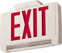 Lithonia Lighting - 1 Face, 2.32 Watt, White, Thermoplastic, LED, Illuminated Exit Sign - 120/277 VAC, Nickel Cadmium, Surface Mounted, Wall Mounted - Exact Tooling