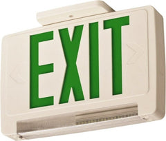 Lithonia Lighting - 1 Face, 2.32 Watt, White, Thermoplastic, LED, Illuminated Exit Sign - 120/277 VAC, Nickel Cadmium, Surface Mounted, Wall Mounted - Exact Tooling
