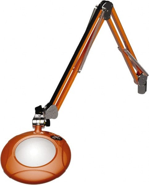 O.C. White - 43 Inch, Spring Suspension, Clamp on, LED, Brilliant Orange, Magnifying Task Light - 8 Watt, 7.5 and 15 Volt, 2x Magnification, 5 Inch Long - Exact Tooling