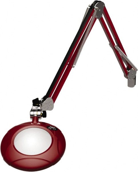 O.C. White - 43 Inch, Spring Suspension, Clamp on, LED, Blaze Red, Magnifying Task Light - 8 Watt, 7.5 and 15 Volt, 2x Magnification, 5 Inch Long - Exact Tooling