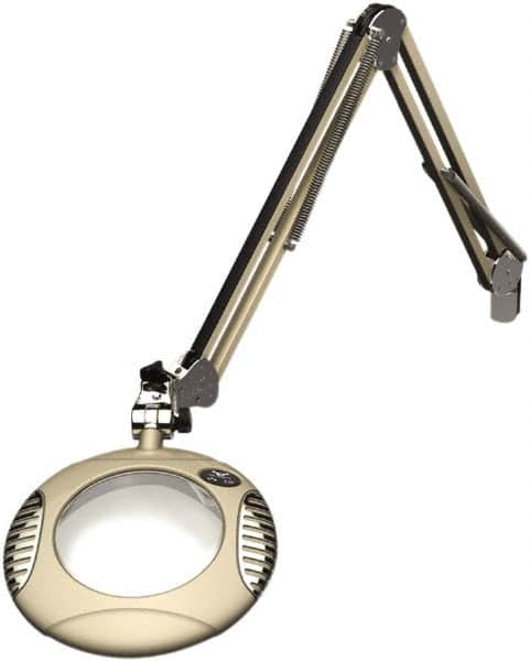 O.C. White - 43 Inch, Spring Suspension, Clamp on, LED, White, Magnifying Task Light - 8 Watt, 7.5 and 15 Volt, 2x Magnification, 6 Inch Long - Exact Tooling