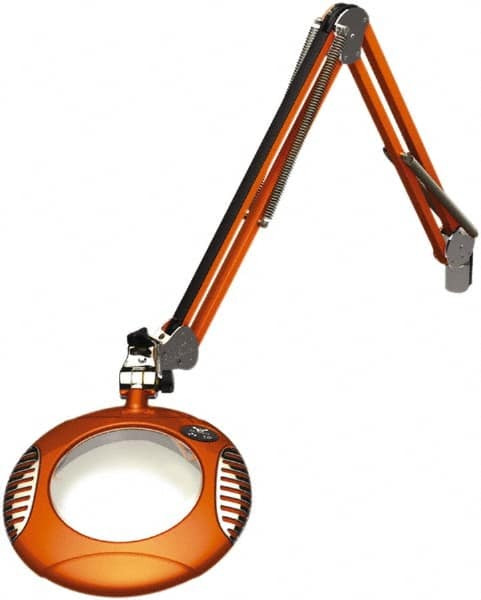 O.C. White - 43 Inch, Spring Suspension, Clamp on, LED, Brilliant Orange, Magnifying Task Light - 8 Watt, 7.5 and 15 Volt, 2x Magnification, 6 Inch Long - Exact Tooling